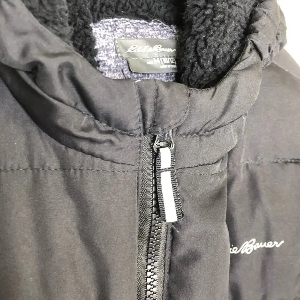 Eddie Bauer boys gray black puffer hooded coat size Medium 10 - 12